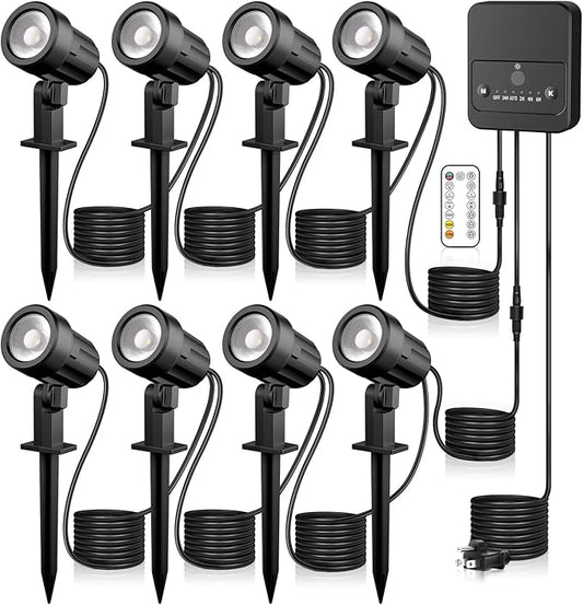 LED Landscape Lighting Kit Outdoor Landscape Lights with Remote Control Dimmable IP66 Waterproof 2700-6500K Spot Lights for Garden Lawn Patio Yard with US Plug 8 Pack SOROP