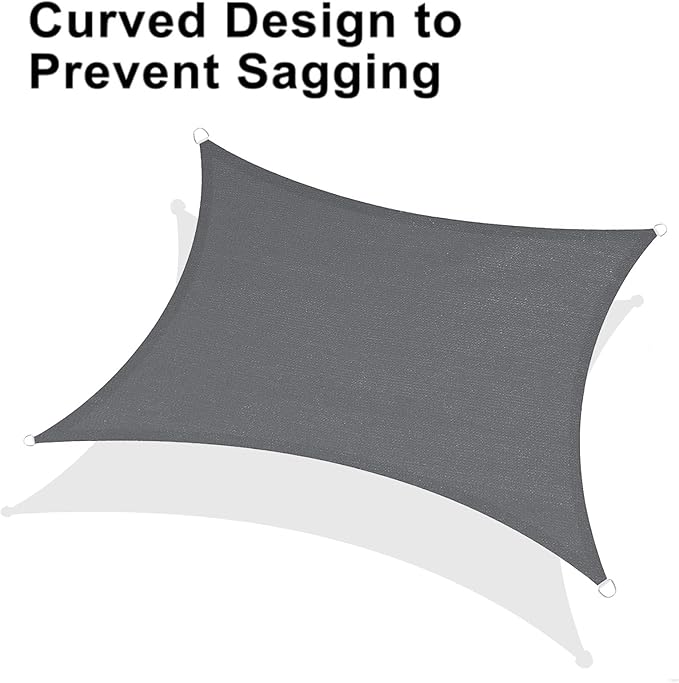 LOVE STORY Custom Size 7'x9' Dark Grey Sun Shade Sail Rectangle UV Block Canopy Patio Sail Sunshades Fabric for Outdoor Garden Carport (We Make Custom Size) LOVESTORY