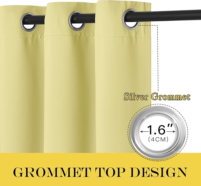 NICETOWN Blackout Curtains for Sliding Glass Door Room Divider Noise Reduce Curtain Panel Portable Window Screen Sliding Partition, W100 x L102 inches, 1 Panel, Paler Yellow NICETOWN