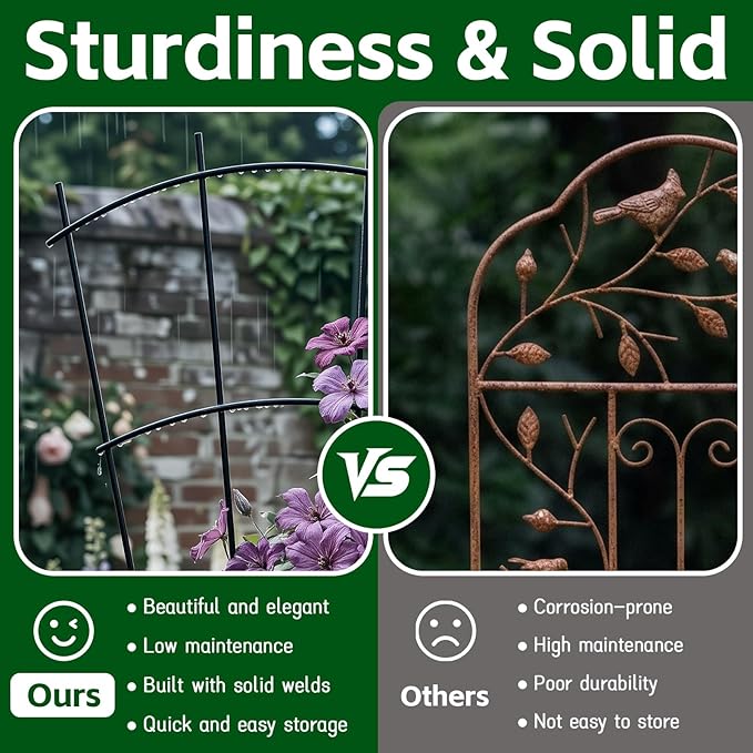 4 Pack 23'' Indoor Plant Trellis for Potted Plants Climbing, Outdoor Metal Garden Trellis Houseplants Flowers Vine Ivy,Fan Shape, Black ThealynGardens