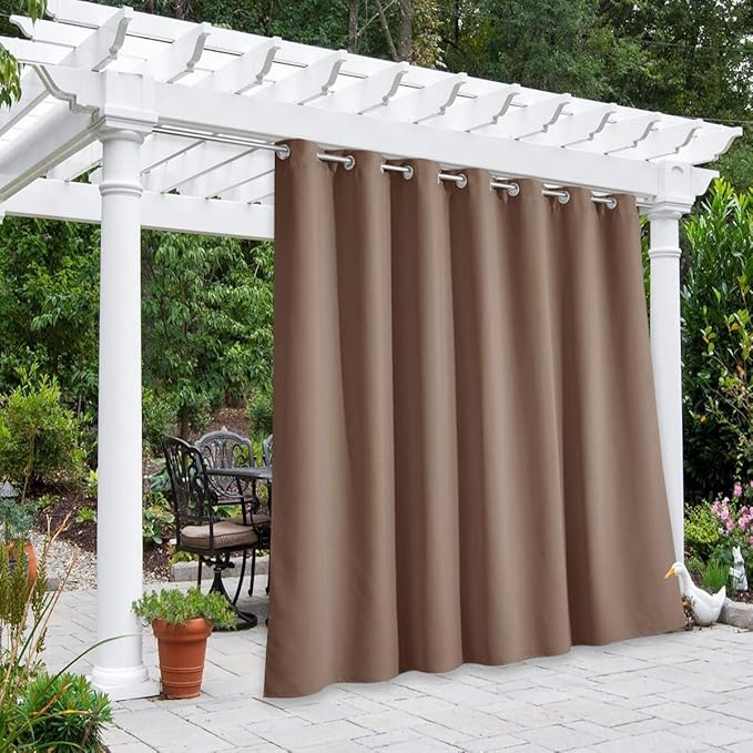 NICETOWN Curtain Panel for Living Room, Rustproof Grommet Top Thermal Insulated Blackout Extra Wide Door Blind for Patio, Sliding Glass Door, Tan, 1-Pack, 100 Inch Wide by 108 Inch Long NICETOWN