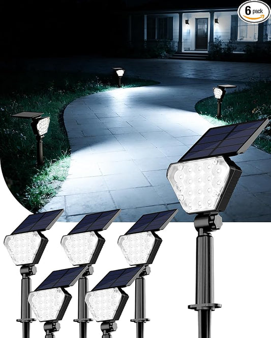 T-SUN Solar Lights Outdoor Waterproof IP65, 6 Pack LED Solar Spot Lights Color Changing IP65 Waterproof Smart Auto On/Off for Outside Landscape Garden Yard Lawn Pathway Patio Driveway T-SUN