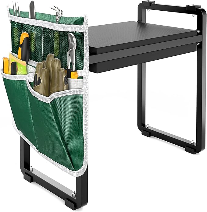 FLINTER 10.2" Wider Garden Kneeler and Seat, Heavy Duty Thick Gardening Bench for Kneeling and Seat - Garden Kneelers for Seniors, Gardening Stools for Women, Grandparents, Gardeners, Black FlinterOfficial