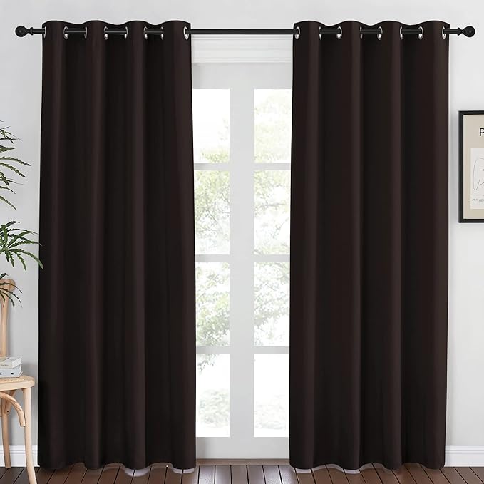 NICETOWN Blackout Room Darkening Curtain Panel - (Toffee Brown Color) Window Treatment Panel for Home Theater, Noise Reducing Drape/Drapery, 52 inches Wide by 84 inches Long, 1 Piece NICETOWN