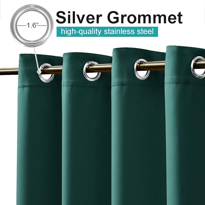 NICETOWN Exterior Waterproof Curtain for Patio Extra Wide, Thermal Insulated Grommet Sunlight Block Weighted Outdoor Divider for Porch/Yard/Sliding Glass Door, W120 x L95, 1 Panel, Hunter Green NICETOWN