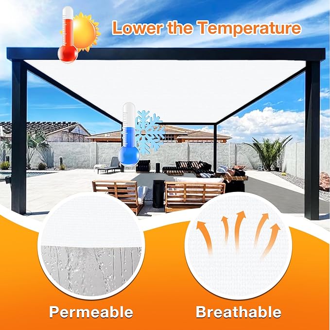 Artpuch Outdoor Pergola Shade Cover 6' X 6' Sun Shade Cloth with Grommets, 90% UV Protection Canopy Patio Privacy Screen (Customized Available) GN107, White Artpuch
