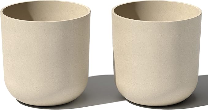 Veradek Round Lima Plastic Planter Pots for Indoor/Outdoor Garden Use, Sand Color, 5 Year Warranty VeradekOutdoor