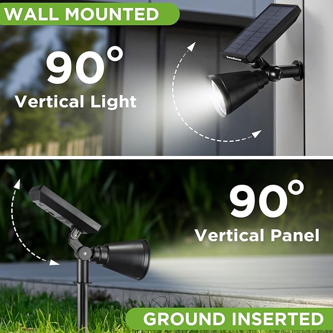 InnoGear Solar Lights Outdoor Waterproof Solar Garden Light for Outside Yard Landscape Lighting Pathway Spot Lights Spotlight Wall Light Auto On/Off, Pack of 2 (White) InnoGear