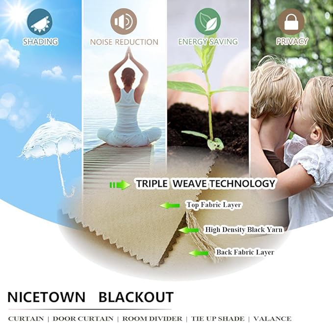 NICETOWN Outdoor Curtain for Patio Waterproof, Sunlight Block Rustproof Grommet Top and Bottom Windbreak, Thick Enough Protect You from Sun/Rain for Deck, Biscotti Beige, 52 Wide x 108 Long, 1 Piece NICETOWN