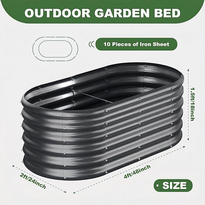 AHEONLAR 3 Pack 4×2×1.5ft Galvanized Raised Garden Beds Outdoor, Sturdy Planter Boxes for Vegetables, Fruits, Flowers and Plants, Easy Assembly, Grey AHEONLAR