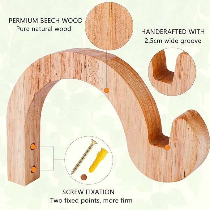 7-Inch Hanging Plant Brackets, Arc-Shaped Wooden Plant Hanger Indoor, Wall Mount Hooks for Outdoor Hanging Bird Feeders, Flower Baskets Pots, Wind Chimes, Lanterns DSJIFGEW
