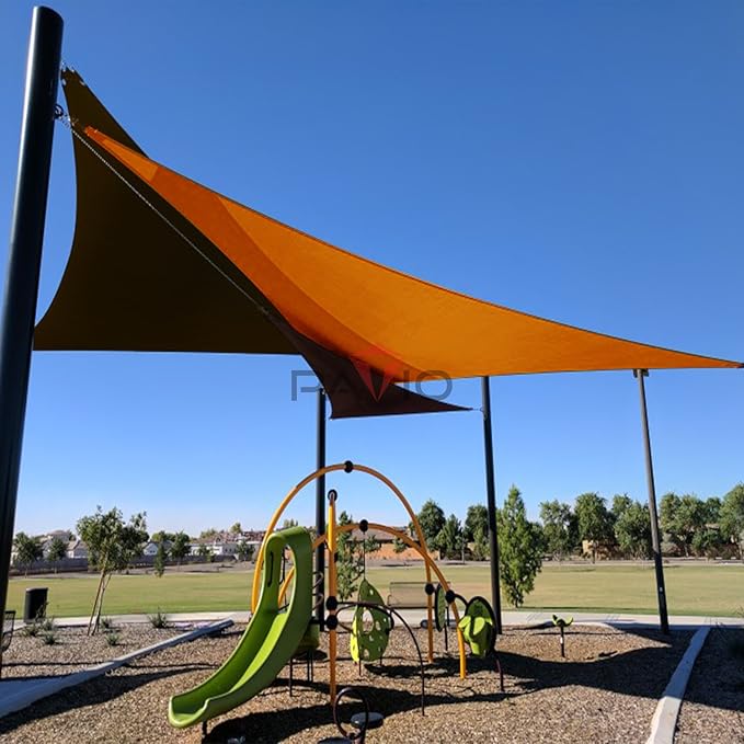 Patio Paradise 6' x 6' x 6' Sun Shade Sail Triangle Canopy Shade Cloth Fabric Sunlight Block Patio Pergola Cover HDPE Deck Awning for Outdoor Backyard Roof Shading, Orange Patio
