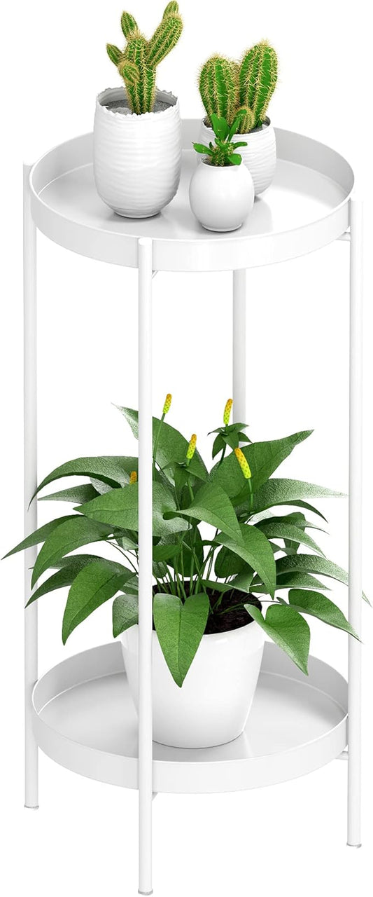 OVICAR Plant Stand Indoor Outdoor - Metal Flower Pot Holder Table Tall Potted Rack Organizer Rustproof Plant Display Shelf For Home Garden Patio Balcony Office Living Room Bathroom Corner (White) OVICAR