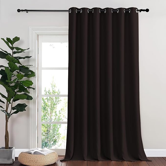NICETOWN Blackout Curtains & Drapes - Privacy Thermal Efficiency Backdrop Curtains for Bedroom Room Divider Living Room Patio Sliding Glass Door, Wide 80 x Long 144 inch, Toffee Brown, 1 Panel NICETOWN