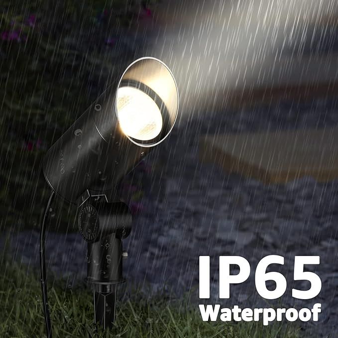 SUNVIE 30W Spot Lights Outdoor 120V Dusk to Dawn Outdoor LED Spotlight Plug in with Photocell Sensor 3000K Waterproof Bright Flag Pole Light for Yard Tree Garden Landscape Lighting with Stake 6FT Cord SUNVIE