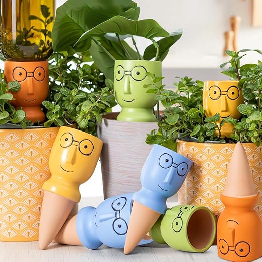 8 Pack Terracotta Watering Spikes, Vacation Self-Watering Planters Devices - Continuous Moisture with Slow Release Watering System - Perfect for Indoor Outdoor Plants (Big head-2pc) CZWLHG