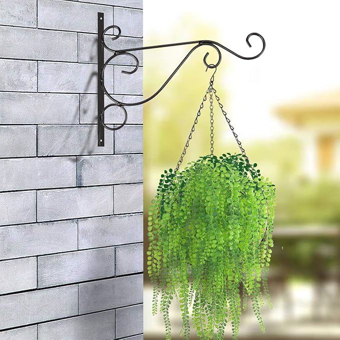 Hanging Plant Basket Flower Holder (2pack, 14 inch)-Metal Wire Round Hanging Basket Planter with Coco Fiber Liners for Plants Flower Pots Indoor Outdoor Garden Porch and Balcony Decor TOOCMEUK