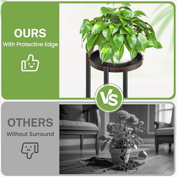 iDavosic.ly 4 Tier Plant Stand Indoor Outdoor, Tiered Corner Multiple Flower Pot Holder Shelf, Metal 30 Inch Tall Display Rack for Patio Porch Living Room Garden Balcony, Modern Black & Rustic Brown iDavosicly