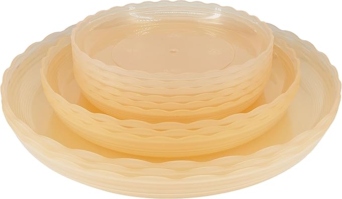 12Pcs Clear Plant Saucer, 6 8 10 Inch Durable Plastic Plant Tray, Round Plant Pot Saucers, Drip Tray for Indoor and Outdoor Garden, Amber Brown Lifecouldbesointeresting