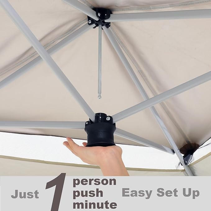 COBIZI 12x12 Pop Up Gazebo On Clearance - Upgrade Easy Up Metal Outdoor Canopy Waterproof - Portable Gazebo with Mosquito Nettings, 4 Ropes 8 Stakes and Carry Bag for Patio Garden(Light Gray) COBIZI