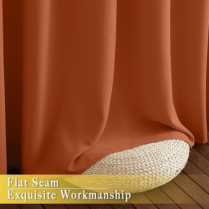 NICETOWN Burnt Orange Blackout Curtain for Sliding Door, Grommet Patio Door Curtain Wide Window Treatment Privacy Thermal Curtain for Bedroom/Living Room (1 Panel, W80 x L95) NICETOWN
