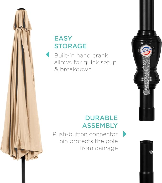Best Choice Products 10ft Outdoor Table Compatible Steel Polyester Market Patio Umbrella w/Crank and Easy Push Button Tilt BestChoiceProducts