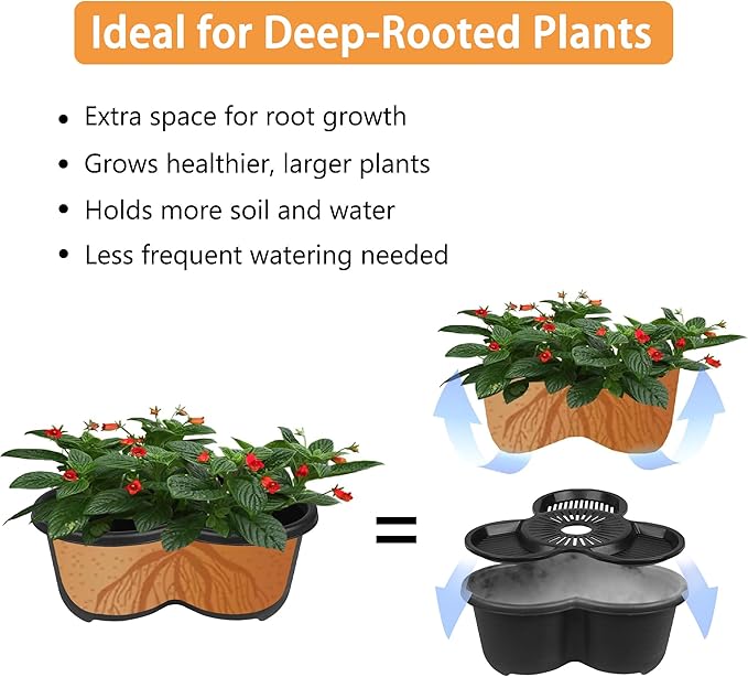 VECELO 5 Tier Vertical Garden Planter, Self Watering Stackable Planters with Wheels for Strawberries, Herbs, Flowers, Vegetables, Black VECELO