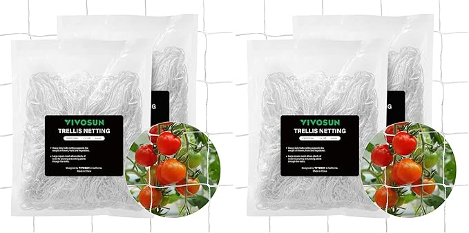 VIVOSUN 5 x 15 ft. Plant Trellis Netting, Heavy-Duty Polyester Grow Net, Garden Trellis Netting with Square Mesh for Climbing Plants, Vegetables, Fruits, and Flowers, 4-Pack VIVOSUN
