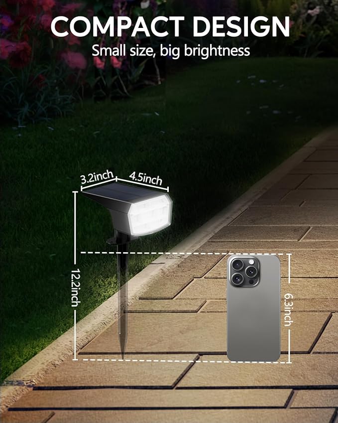 HIBOITEC Solar Spot Lights Outdoor 59LED Landscape Lights Solar Powered Uplights Waterproof Adjustable Brightness Dusk to Dawn for Outside Garden Yard Trees 8 Packs Cool White HIBOITEC