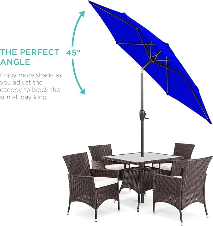 Best Choice Products 7.5ft Heavy-Duty Round Outdoor Market Table Patio Umbrella w/Steel Pole, Push Button Tilt, Easy Crank Lift - Resort Blue BestChoiceProducts