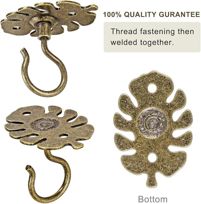 Dolibest Wall Mount Ceiling Hooks,Plant Hooks for Ceiling Metal Plant Bracket Iron Wall Mount Lanterns Hangers Hooks for Hanging Plants Lights, Outdoor Wire, Fairy Lights, Wind Chimes, Bronze(2PCS) Dolibest