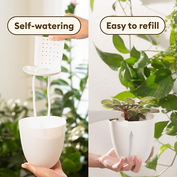 PlantPod Classic - Self-Watering Wall Planters (9, White) - Easy to Water and Install - Lightweight - Design Your Own Vertical Garden - Wall Planters for Indoor Plants MakeGood