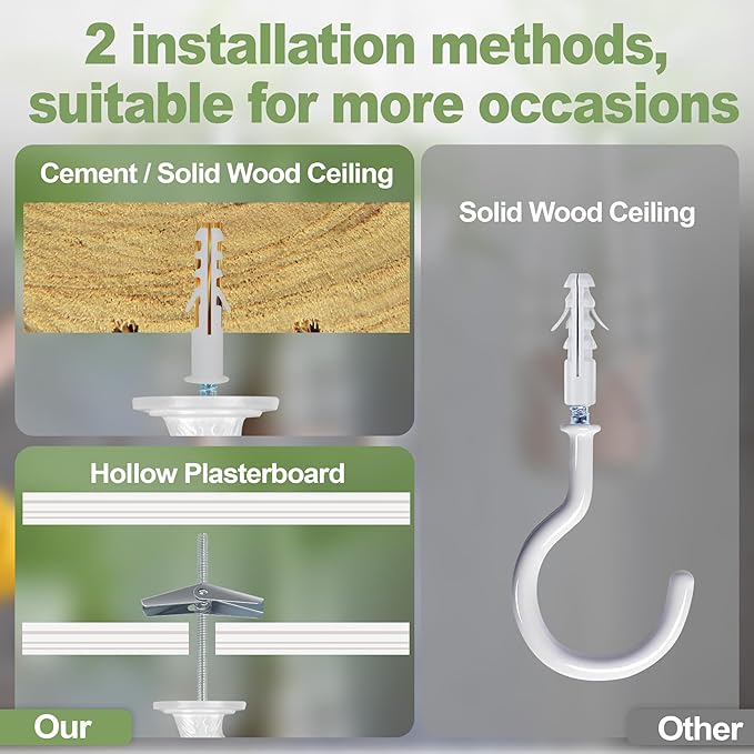 6 pcs Ceiling Hooks for Hanging Plants,Hanging Hanging Lights Metal Small Hooks,Indoor Outdoor Wall Heavy Duty Plant Hanger Swag Hook Aidoclip