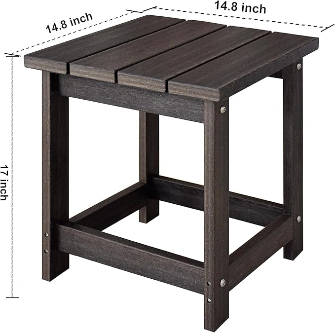 LZRS Adirondack Square Outdoor Side Table for Patio, Pool Composite Patio Table,HDPE End Tables for Backyard,Pool, Indoor Companion, Easy Maintenance & Weather Resistant(Brown Mixture) LZRSPET