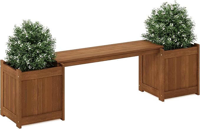 Furinno FG16011 Tioman Hardwood Flower Box, Brown Furinno-FitsYourSpaceFitsYourBudget