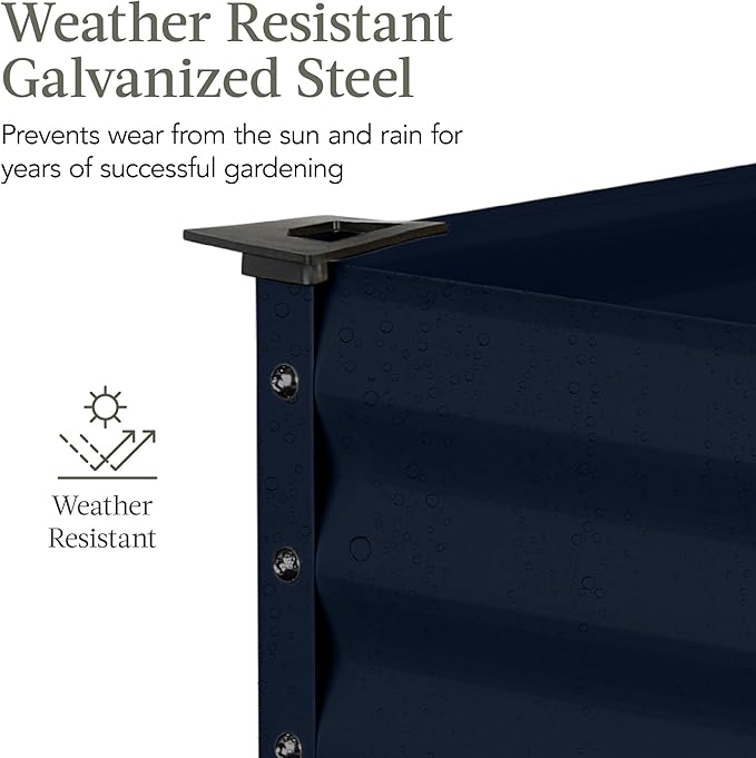 Best Choice Products 48x24x30in Galvanized Raised Garden Bed, Metal Elevated Planter Box, Vegetable Garden for Backyard, Patio, Balcony - Navy Blue BestChoiceProducts