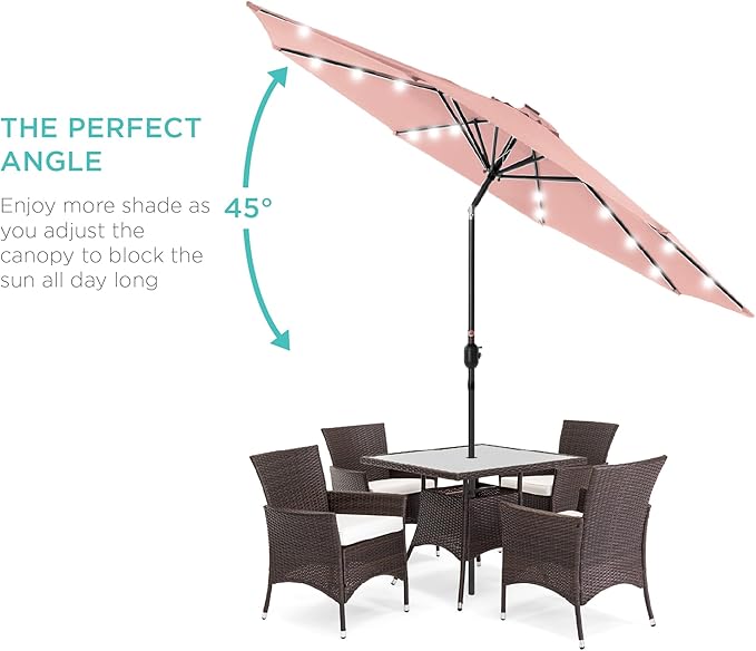 Best Choice Products 10ft Solar Polyester LED Lighted Patio Umbrella w/Tilt Adjustment and UV-Resistant Fabric BestChoiceProducts