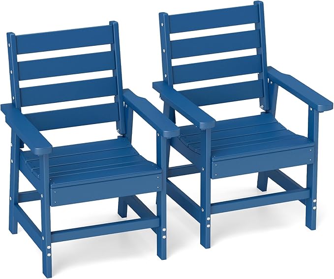 GREENVINES Outdoor Dining Chairs Set of 2 | HDPE | Patio Chair | All-Weather | Blue GreenVines