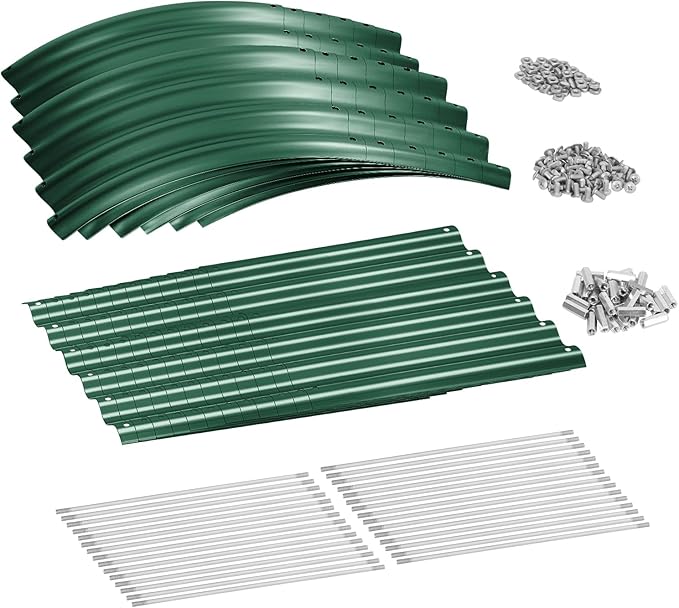Land Guard 8×2×1.5ft Galvanized Raised Garden Bed Kit, Raised Garden Boxes Outdoor, Oval Metal Raised Garden Beds for Vegetables, Forest Green LandGuard