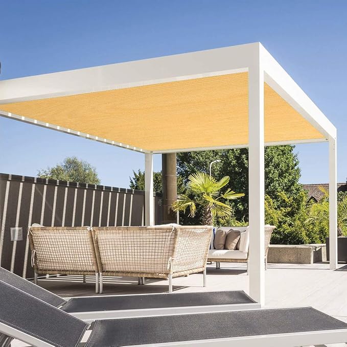Eden's Decor Straight Flat-Edged Sun Shade Sail Rectangular 10' x 17' Wheat UV-Blocking Outdoor Canopy Fabric Cloth Awning for Pergola Patio Garden Backyard Custom Size EdensDecorInc