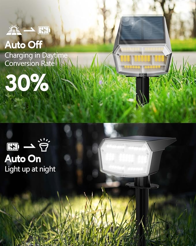 HIBOITEC Solar Spot Lights Outdoor 59LED Landscape Lights Solar Powered Uplights Waterproof Adjustable Brightness Dusk to Dawn for Outside Garden Yard Trees 4 Packs Cool White HIBOITEC