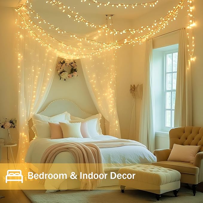 Extra-Long 300LED Christmas Lights Outdoor Indoor, Upgraded Warm White String Lights for Bedroom, Waterproof 13 Modes Plug in Twinkle Fairy String Lights for Home Party Wedding Garden (Warm White) SANJICHA