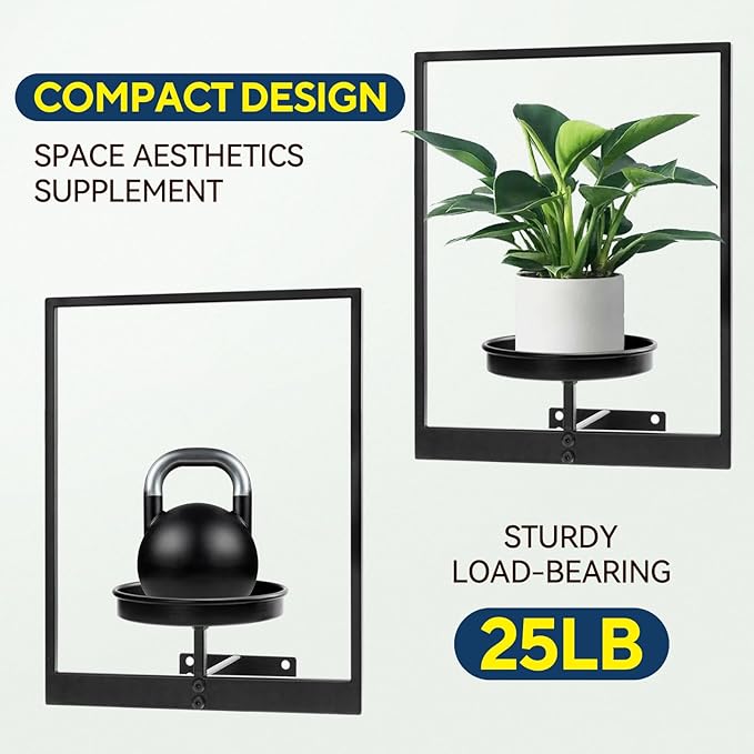 3 Pack Black Metal Indoor Window Plant Shelves Hanging Plant Shelves Picture Frame Outdoor Plant Rack for Indoor Outdoor,Decoration Racks for Home Decor Wall TECKED