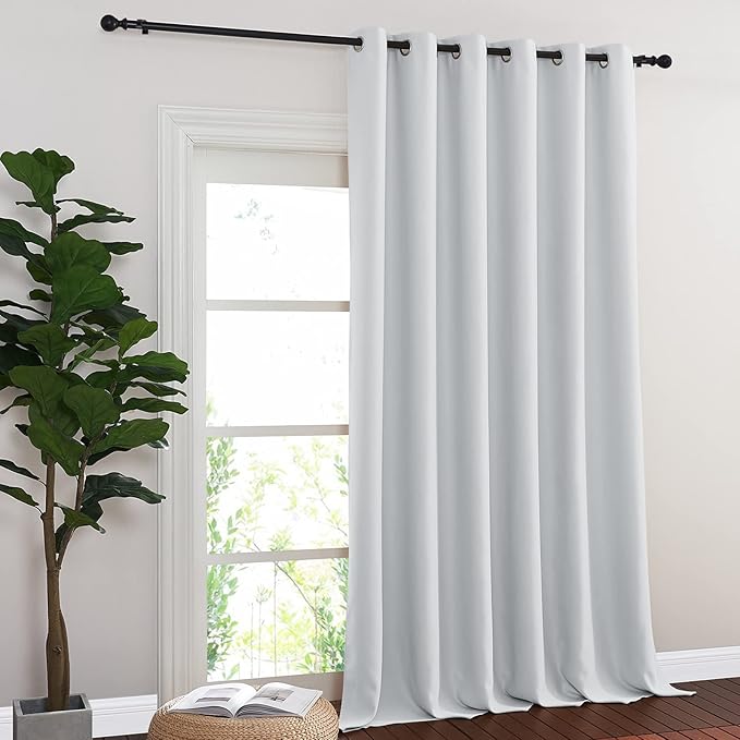 NICETOWN Patio Door Curtain Vertical Blinds, Grommet Top Room Divider Curtain Panel Thermal Insulated for Bedroom/Living Room (Greyish White, W80 by L108, 1 Panel) NICETOWN