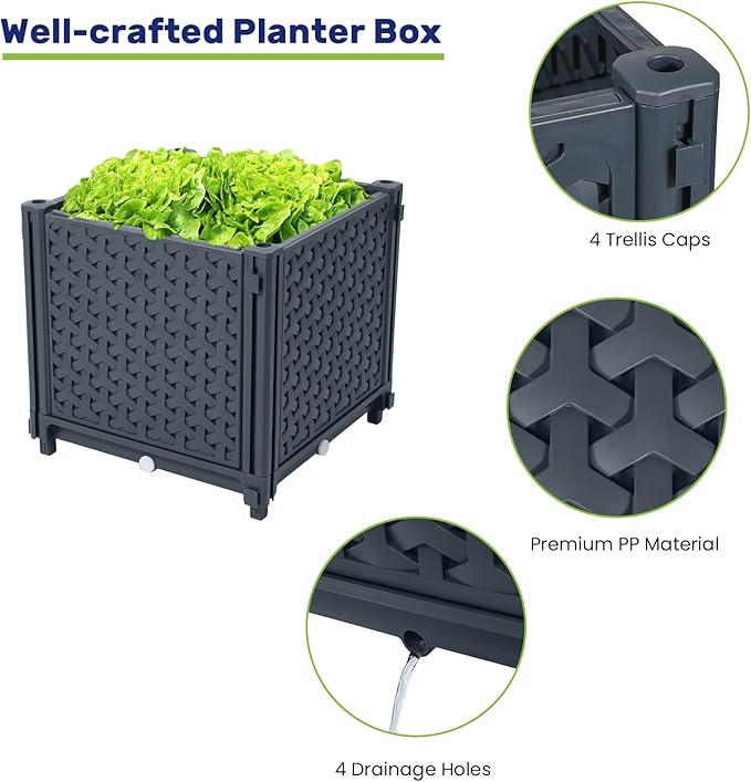 LINEX Raised Garden Bed Planter Box with Trellis, 41.3” Tomato Planters for Climbing Plants Vegetable Vine Flowers Outdoor Patio, Tomatoes Cage w/Self-Watering LINEX