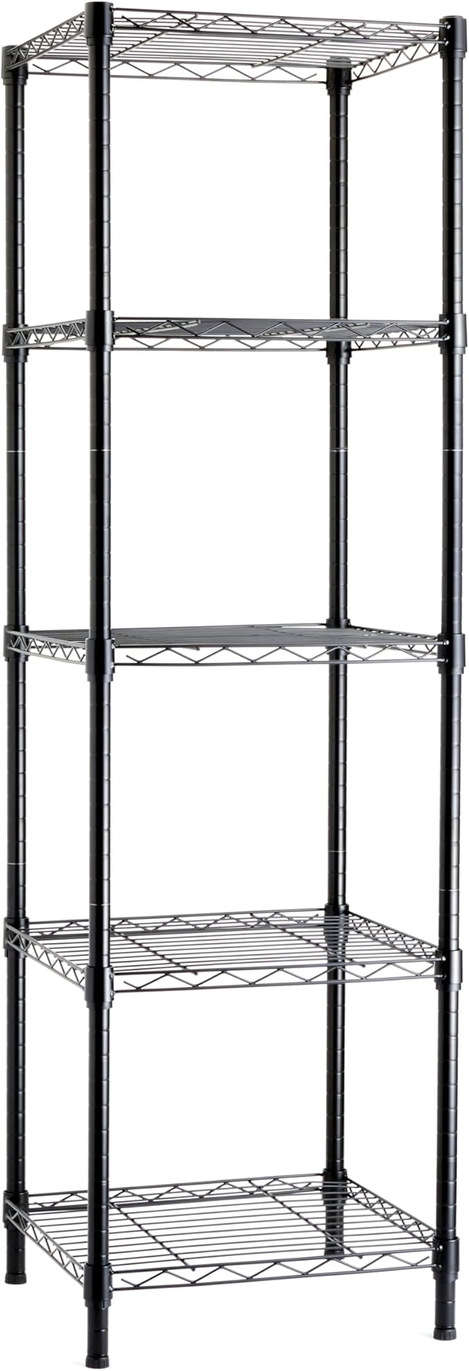 Amazon Basics 5-Shelf Tower Adjustable Storage Shelving Unit for Garage, Rust-Resistant Steel, 150 lbs Per Shelf, 16"W x 16"D x 54"H, Black AmazonBasics