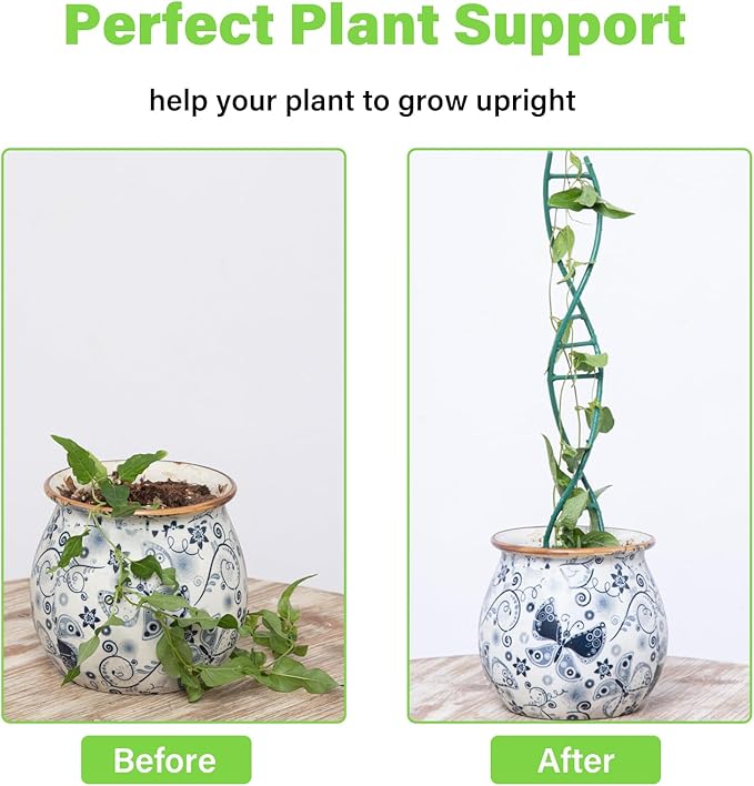 Indoor Plant Trellis for Potted Plants - Upgraded Metal Spiral Design for Climbing Plants, Durable Powder Coated Support for Small Houseplant Pots, Ideal for Indoor & Outdoor Use Yohsnor