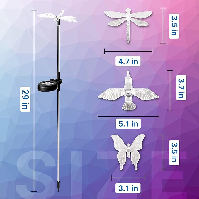 SOLPEX Solar Garden Lights, 6 Pack Solar Butterfly Lights Outdoor Decorations, Multi-Color Changing LED Light Stakes, Yard for Garden, Patio & Lawn, Bird Solpex