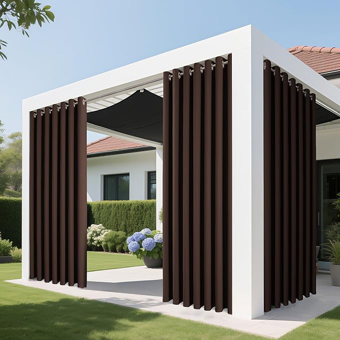 Joydeco Blackout Patio Sliding Door Curtains 108 Inches Long, Grommet Privacy Room Divider Curtains, Extra Wide Thermal Blackout Drapes for Bedroom Living Room (Chocolate, 70Wx108L, 1 Panel) JOYDECO