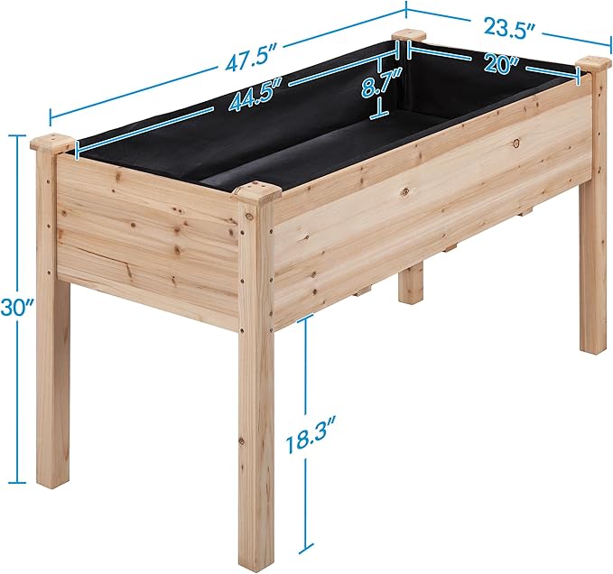 Yaheetech 2pcs Raised Garden Bed 48x24x30in Elevated Wooden Horticulture Planter Box with Legs Standing Growing Bed for Gardening/Backyard/Patio/Balcony, Wood Yaheetech